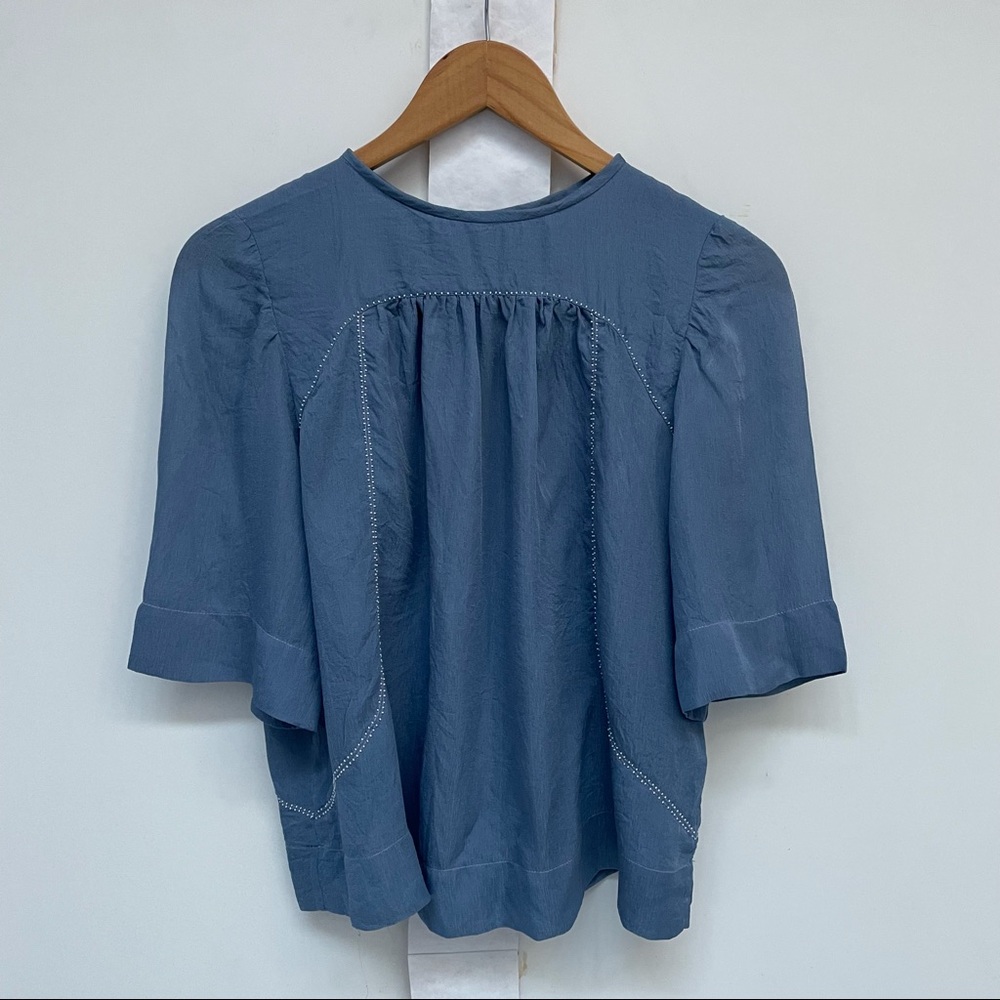 Isabel Marant Blue Silk Blouse Top Size 6